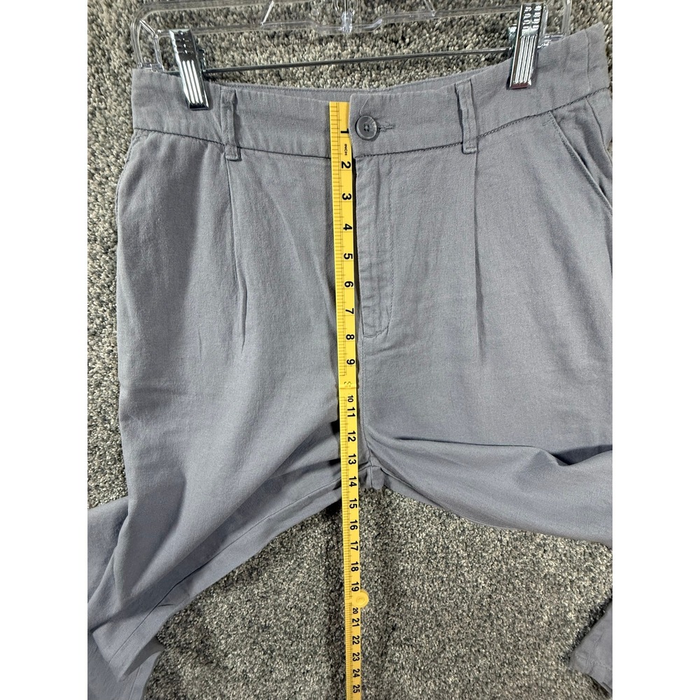 Rewash Brand Grey Linen Blend Wide Leg Pleated High Rise Trousers Pants 29 Waist - Picture 7 of 11
